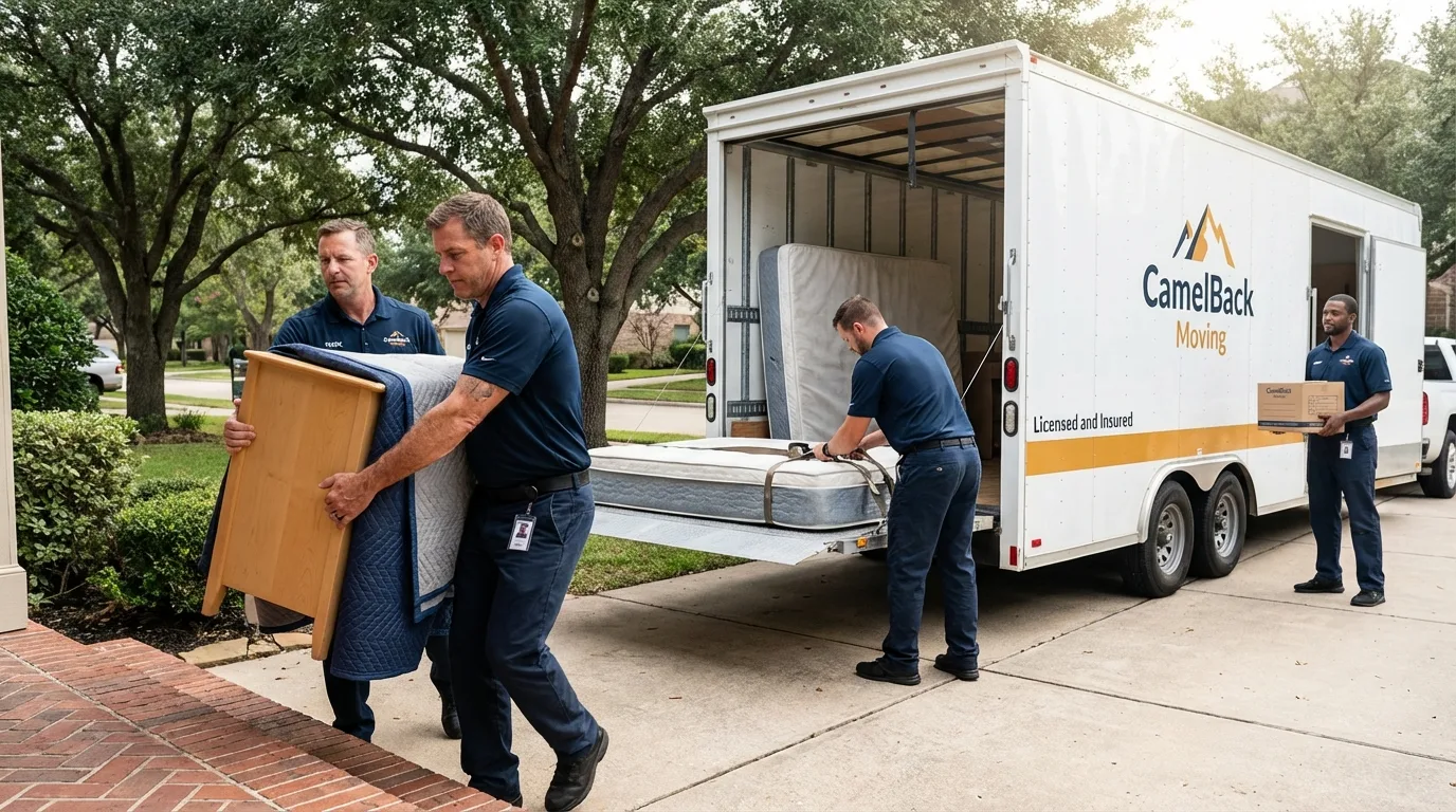 Crew loading residential truck for cross-state move from Davisboro, GA